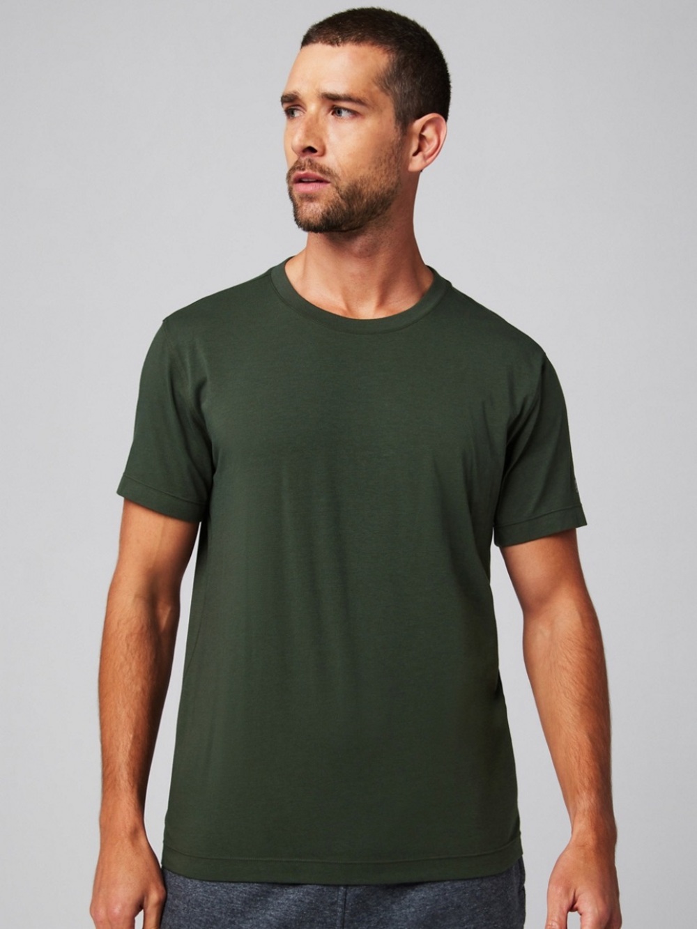 Fabletics 24-7 Tee Pine Shadow Green Crew Neck Performance Shirt NWT M